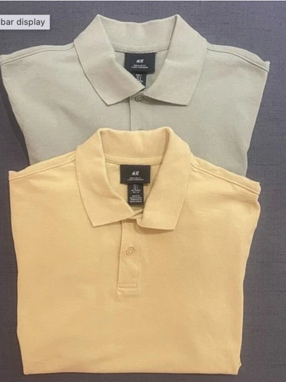Set of 2 H&M Men's Short Sleeve Piqué Polo Shirts Yellow & Sage Green SZ S